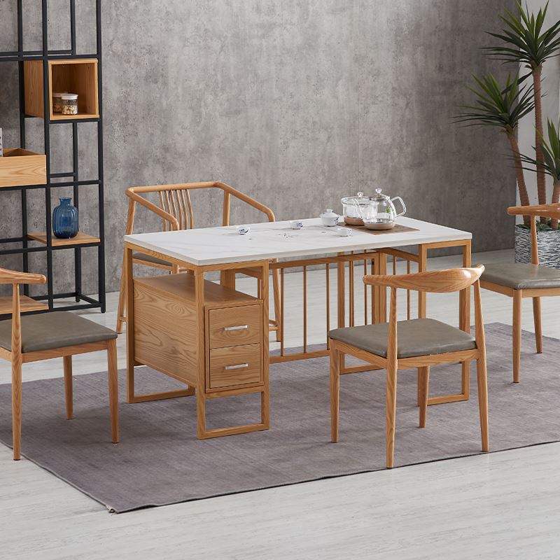 新中式禅意茶桌办公室泡茶桌茶台实木原木茶几大板功夫茶桌椅组合