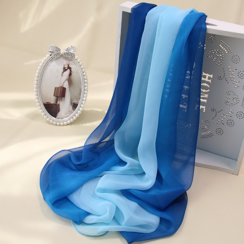 广场舞红丝巾渐变舞蹈用春秋百搭乔其纱纱巾夏季彩色围巾形体披肩