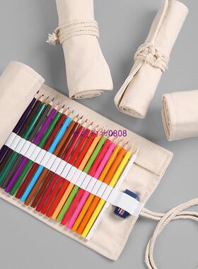 Canvas School Pencil Case 12/24/36/48/72 Holes Roll Pencilca
