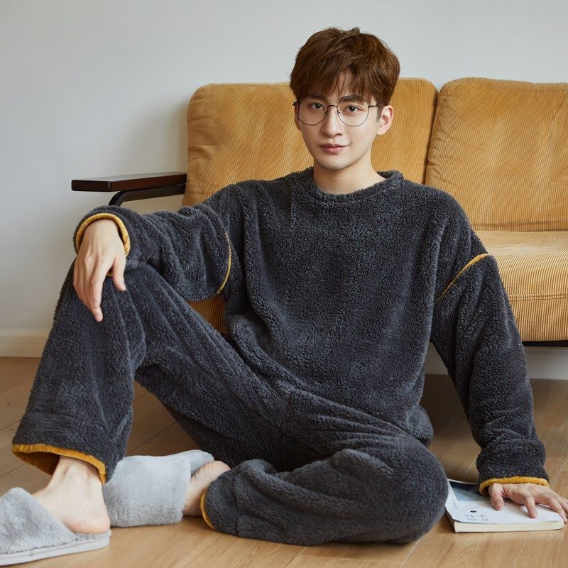 Winter Flannel Sleepwear Plus Size Men Pyjamas Coral Fleece