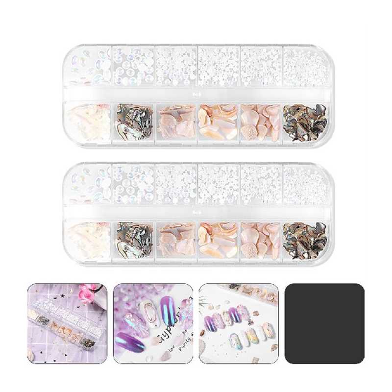 2 Boxes Nail Shell Nail Accessories Charms 3d Manicure