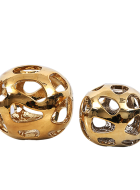 北欧镂空几何金属球样板房酒店会所摆设儿童房间艺术品电视柜摆件