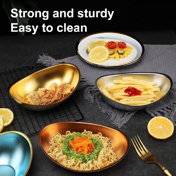 Multiuse Salad Plate Safe Use Stainless Steel Ingot Shape