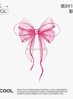 INKCOOL 轻纱结纹身贴2025新款防水持久彩色蝴蝶结纹身贴IC074