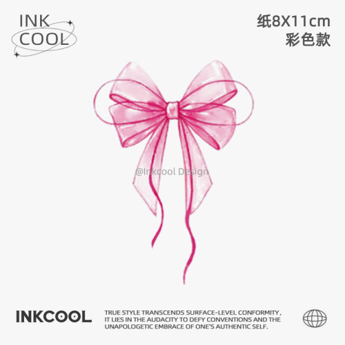 INKCOOL 轻纱结纹身贴2026新款防水持久彩色蝴蝶结纹身贴IC074