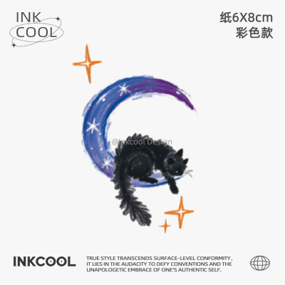 INKCOOL 月猫悠纹身贴ins个性酷黑防水持久彩色纹身贴IC009