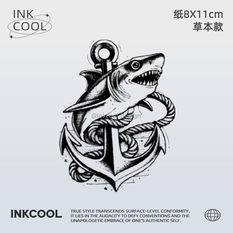 INKCOOL 锚鲨共舞纹身贴高级感演唱会防水保持久草本纹身贴IK100,彩妆/香水/美妆工具,身体彩妆,淘宝优惠券,粉丝福利购,淘宝优惠卷