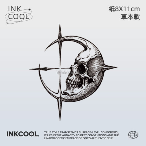 INKCOOL 骷髅月纹身贴创意暗黑防水持久草本纹身贴IK119
