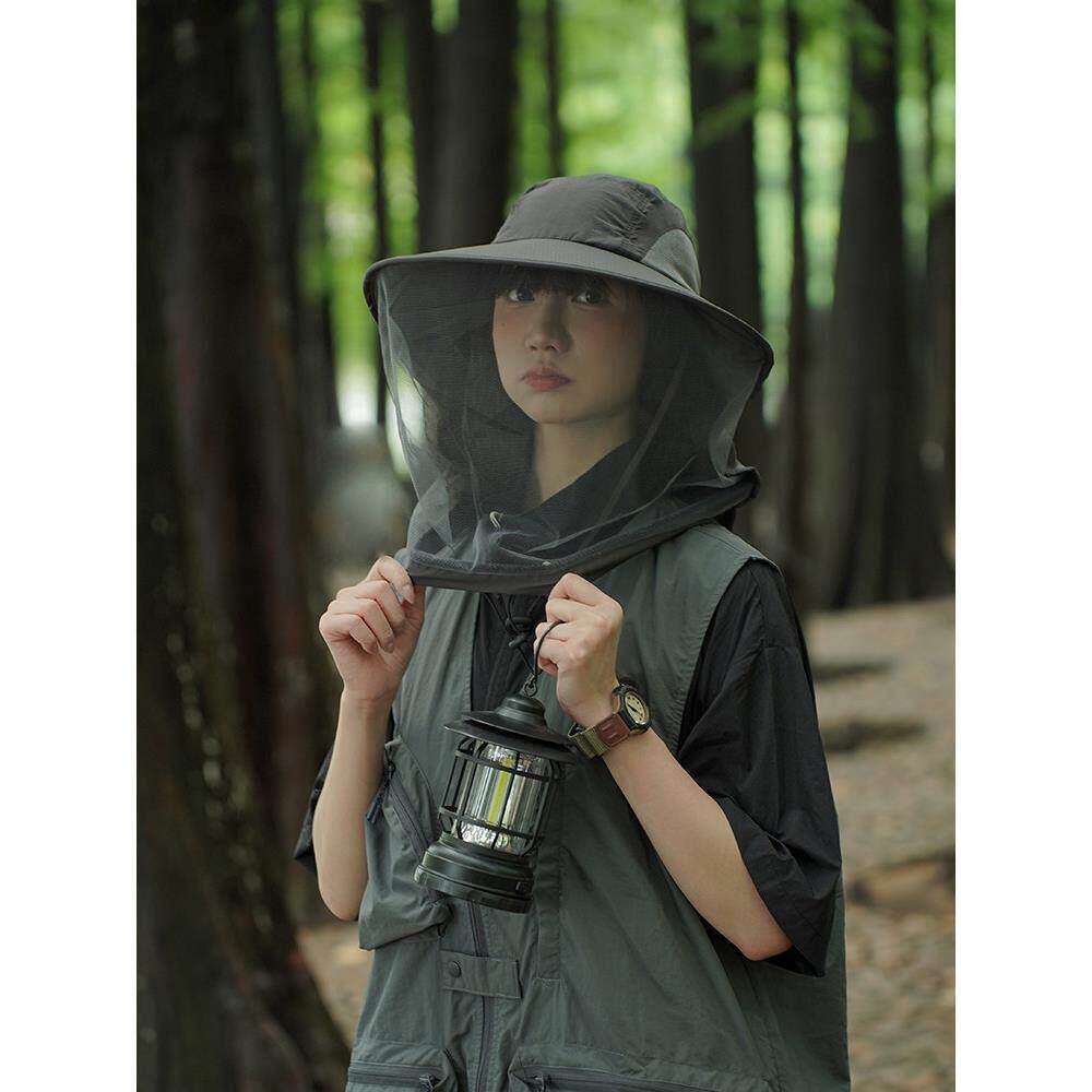 防蚊帽子女士户外防晒透气面纱防虫钓鱼养蜂专用全脸防护遮阳帽11