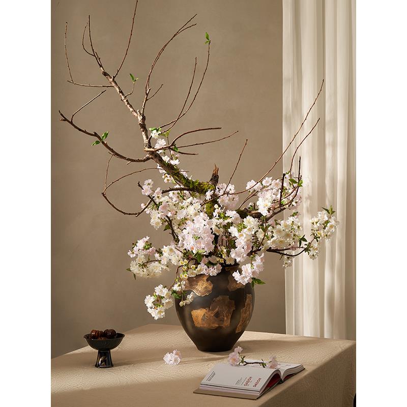 原创花卉设计师东方花系列水墨大肚景德镇陶瓷花瓶饰品茶室布置