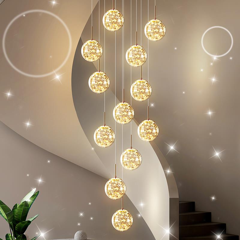 2025新款楼梯间长吊灯复式楼大吊灯loft别墅公寓客厅挑空中空灯具