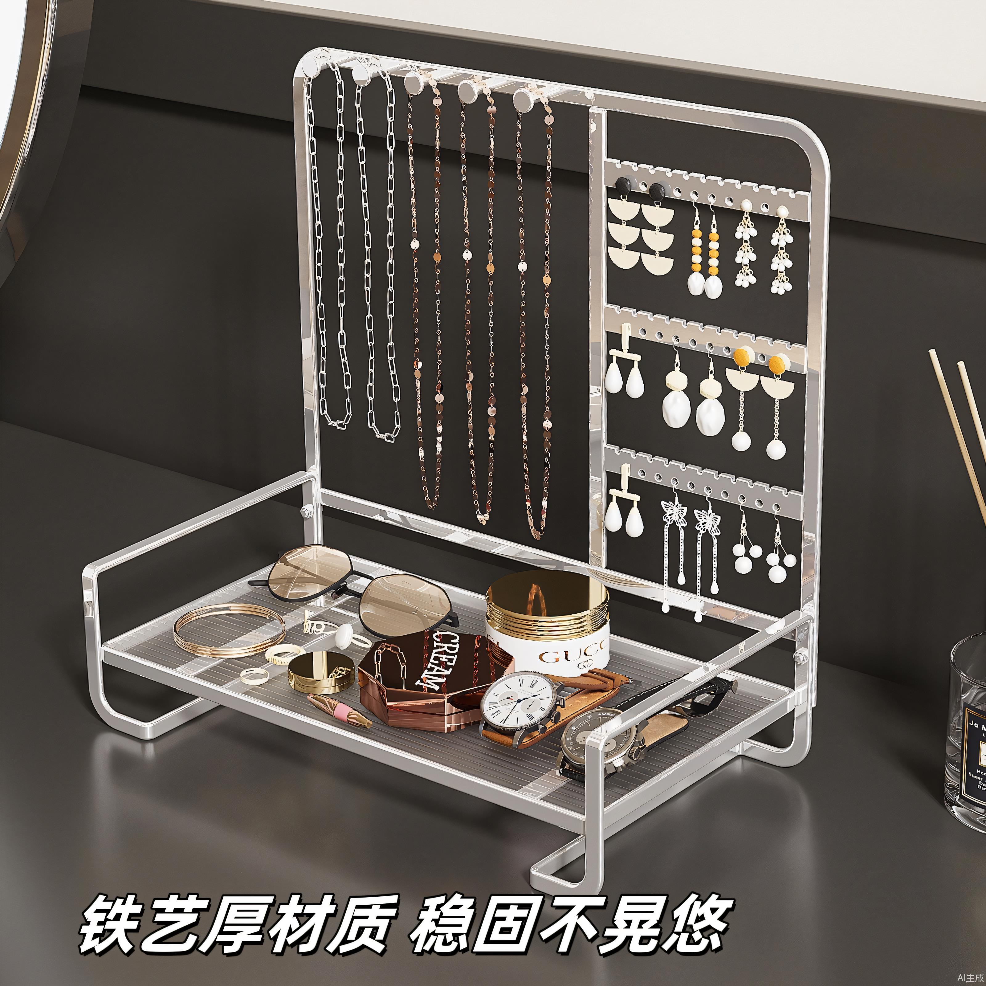 饰品展示架首饰收纳架项链手串架子铁艺戒指托盘耳坠耳环挂架收纳