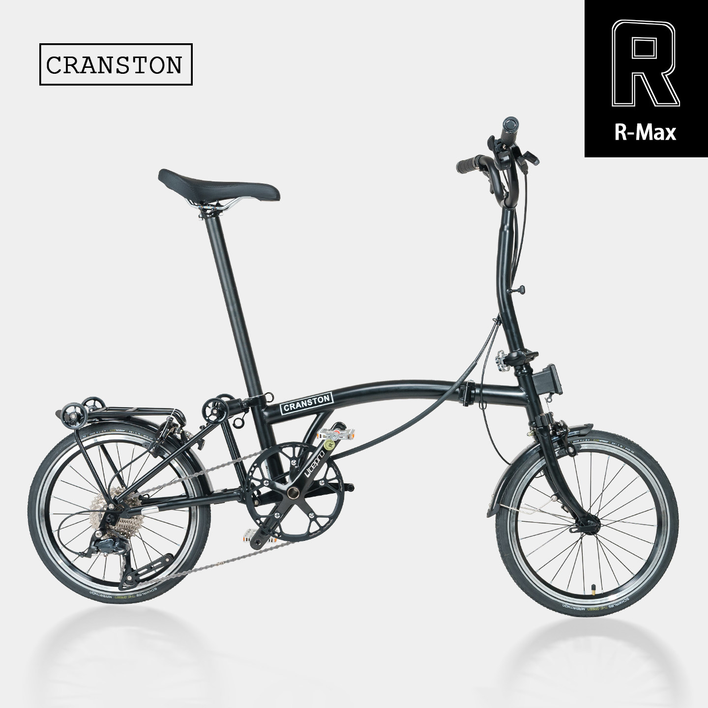CRANSTON哑光黑 R9 Max三折叠自行车成人超轻便携复古9速16寸单车 - 实物图