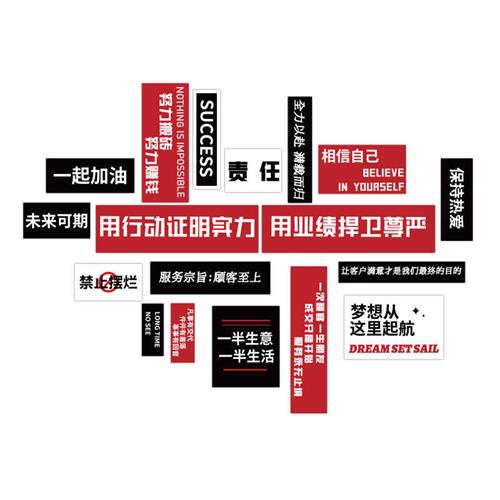 办公室墙面装饰房产中介门店布置企业文化公司背景销售励志墙贴纸