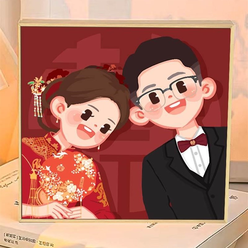 消磨时间神器手工奶油系挂画画成人涂色卧室人物油画卡通证件照