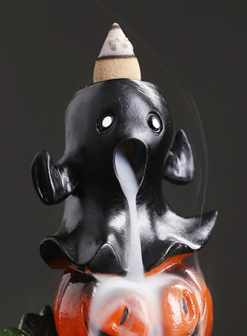 Resin Halloween Decoration Pumpkin Backflow Incense Burner C