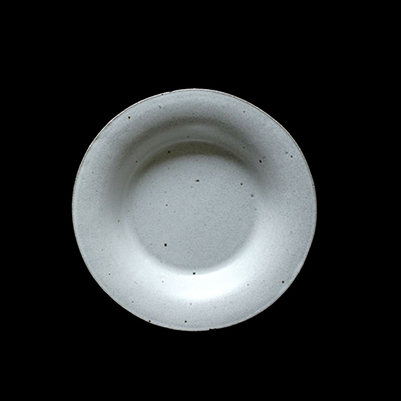 禾下  白釉翻口餐盘 两色 手作陶器 食物器