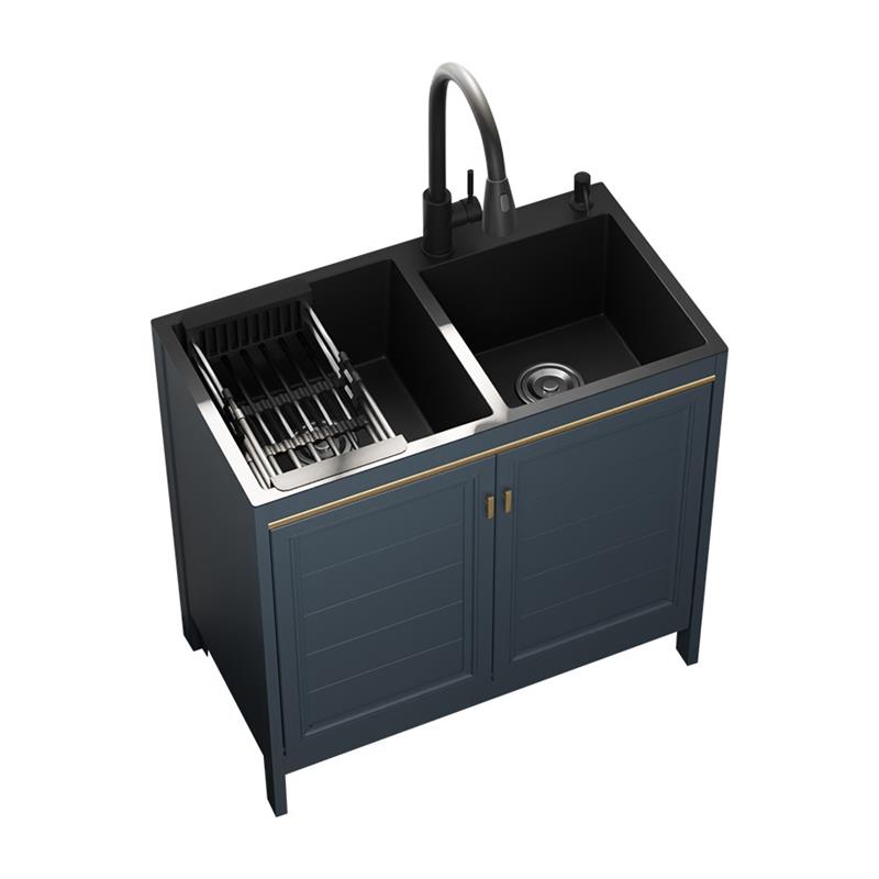 厨房不锈钢洗菜盆加深水槽一体柜双水槽洗碗池单水槽阳台落地式洗