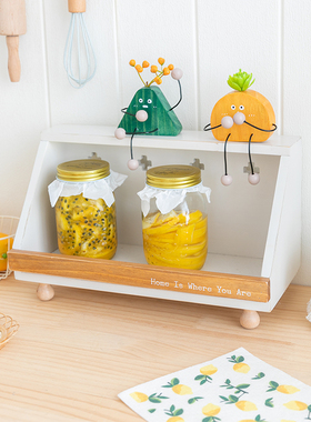 阿楹 可爱桌面电视柜小摆件吊脚娃娃办公室日式置物架家居装饰品