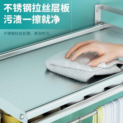 双层304不锈钢壁挂式微波炉置物架子厨房收纳烤箱电饭锅支架子2层