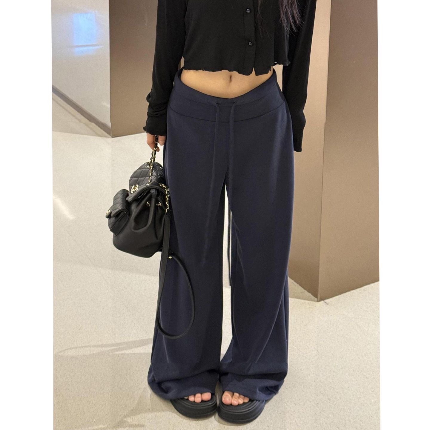 雅赛尔面膜裤慵懒休闲低腰显瘦直筒凉感垂垂阔腿长裤女