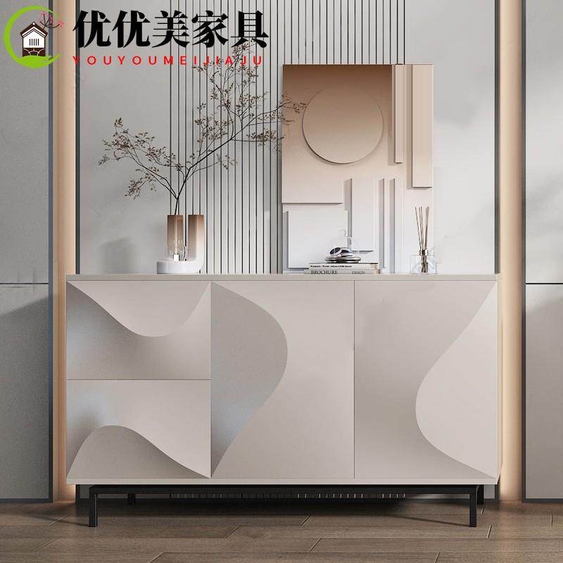 意式极简餐柜北欧烤漆餐柜现代简约入户玄关柜实木茶水柜储物