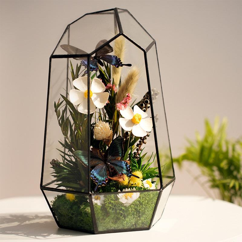 永生苔藓微景观玻璃花房成品植物标本摆件生态植物迷你缸
