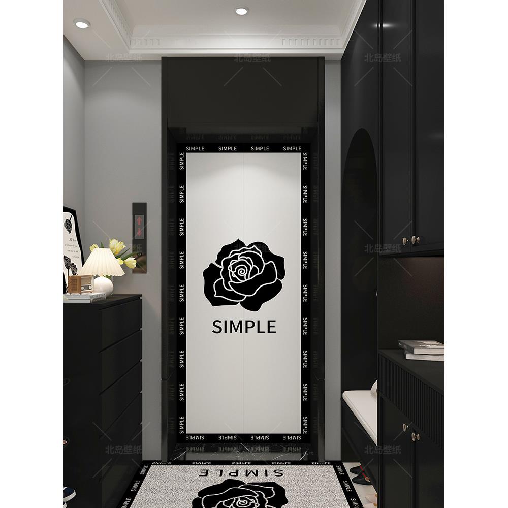 电梯门贴纸高档小香风一户一梯电梯厅装饰贴画电梯间自粘墙贴壁纸