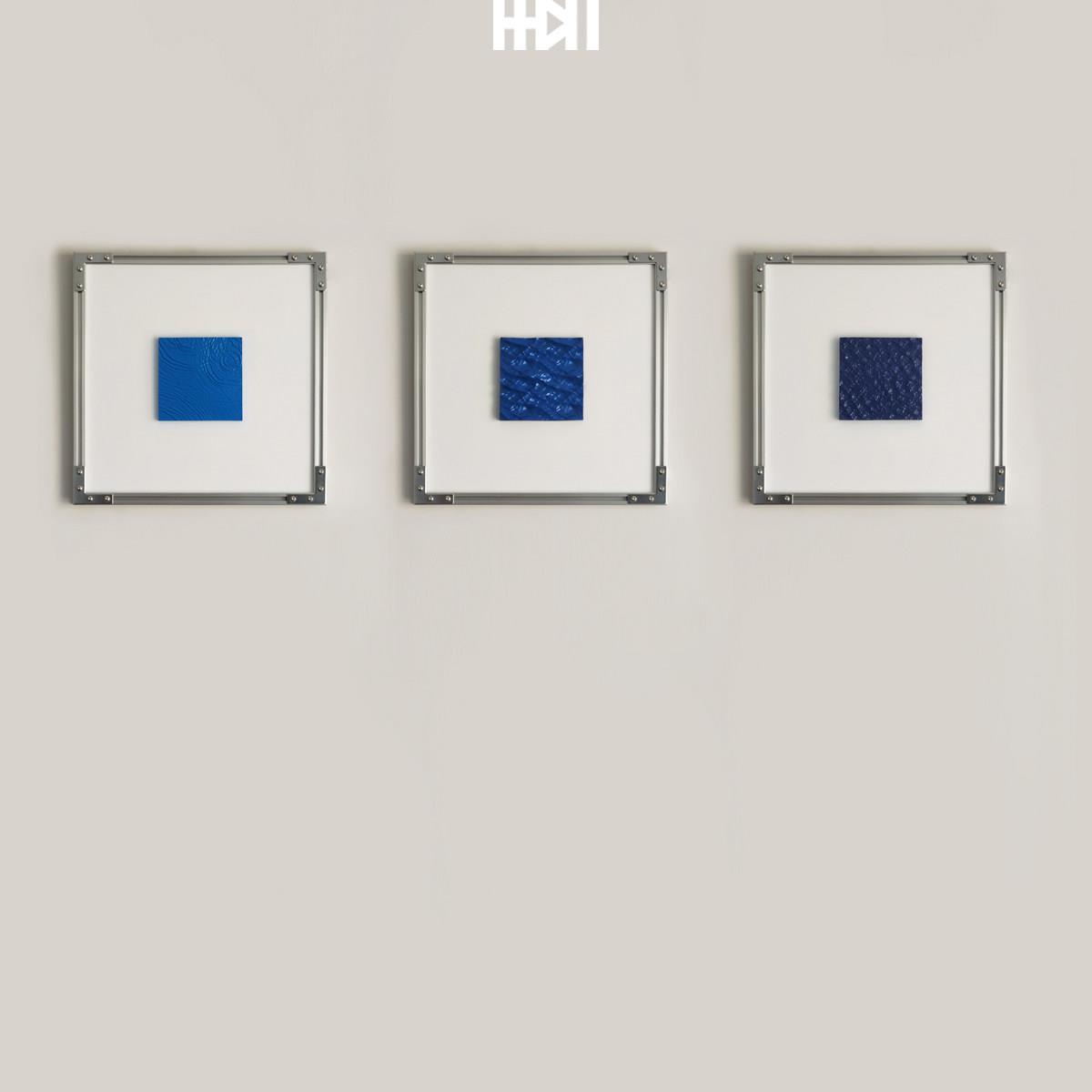 一加|蓝色工业风格轻奢水泥混凝土立体浮雕装饰画铝合金挂画