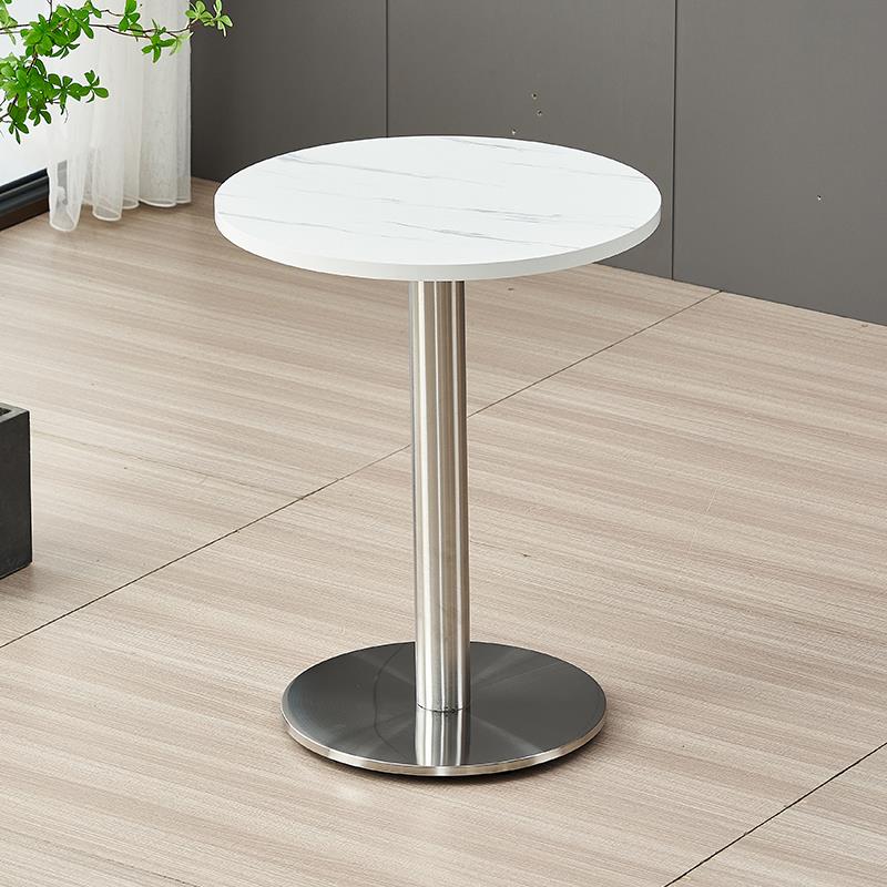 简约奶茶店小圆桌圆形咖啡桌商用洽谈桌子现代甜品店方桌不锈钢底