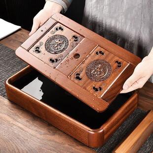 实木茶盘家用花梨木简易小茶台一人用储排水茶海茶具托盘日式干泡