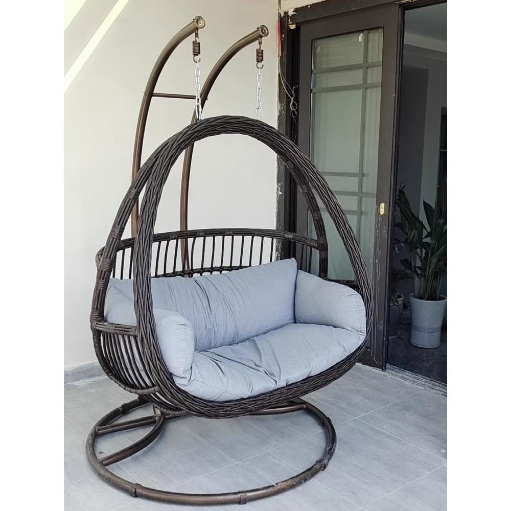 双吊篮藤椅家用吊椅室内吊床室外秋千阳台双杆躺椅摇篮椅别墅