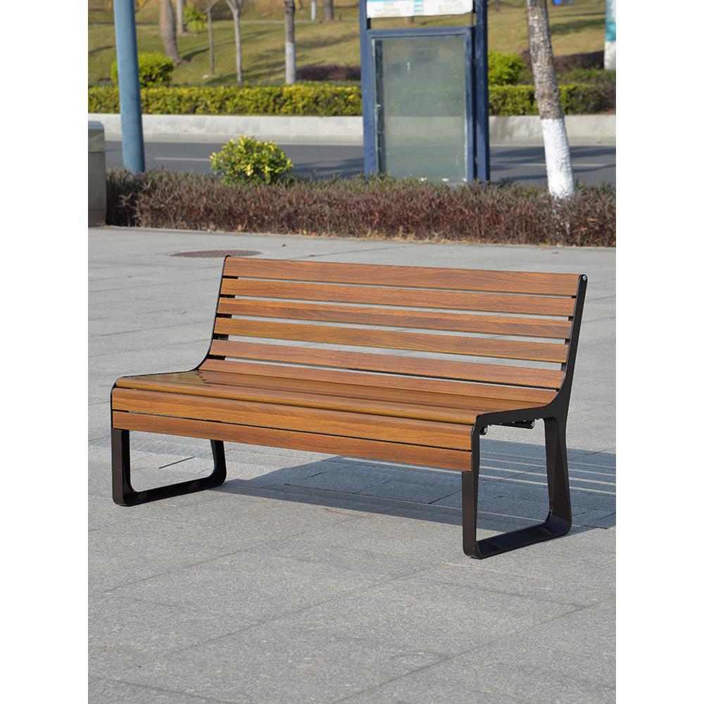 户外铝合金公园椅实木长椅铸铝休闲椅不锈钢广场椅室外座椅长凳子