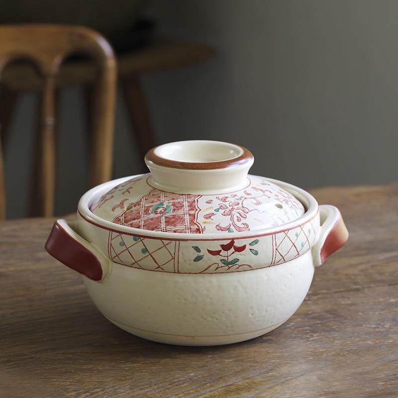 曼叙家用汤煲砂锅釉下彩手绘耐高温干烧不裂大容量土陶砂锅可明火