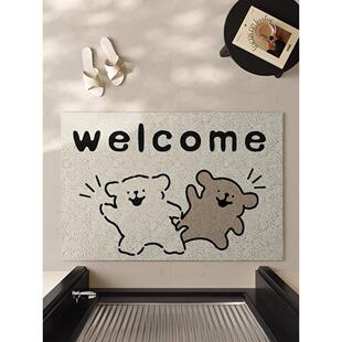 原创家居卡通可爱丝圈线狗防滑地垫家居入口耐磨除尘可切割地毯