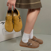 一脚蹬懒人软底复古博肯女单鞋 平底勃肯鞋 豆豆鞋 新款 女2025春秋季