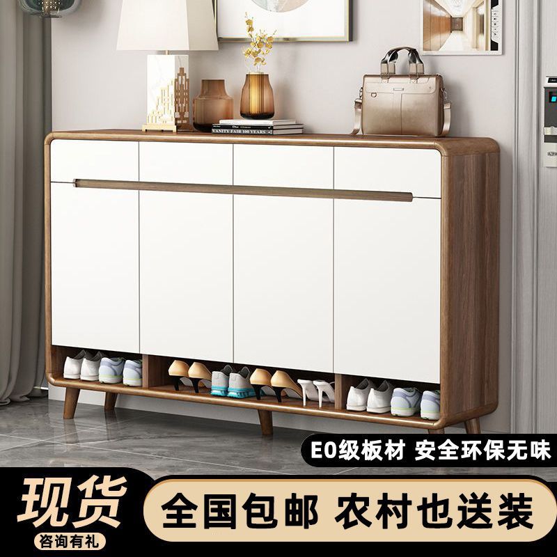 玄关实木框大容量多层鞋柜