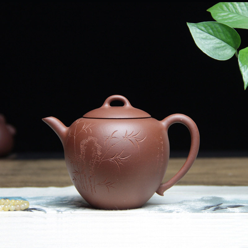 宜兴原矿纯手工紫砂壶底槽清名家陆俊洪高茄段大容量泡茶壶 450ml