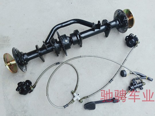 DIY改装四轮沙滩车链条传动后桥卡丁车差速器后桥悬挂双碟刹总成