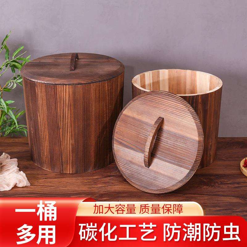 实木米桶米缸储米箱家用大中小号木质装米桶防潮防虫密封木制米箱