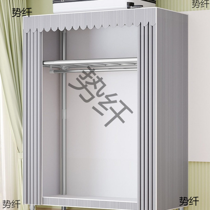 简易衣帽架防尘加厚布衣柜钢管加粗加固全钢架出租房用收纳挂衣橱