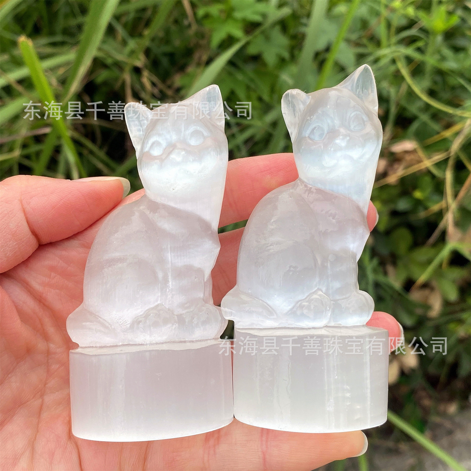 透石膏猫摆件动物系列 天然摩洛哥透石膏水晶工艺品摆件