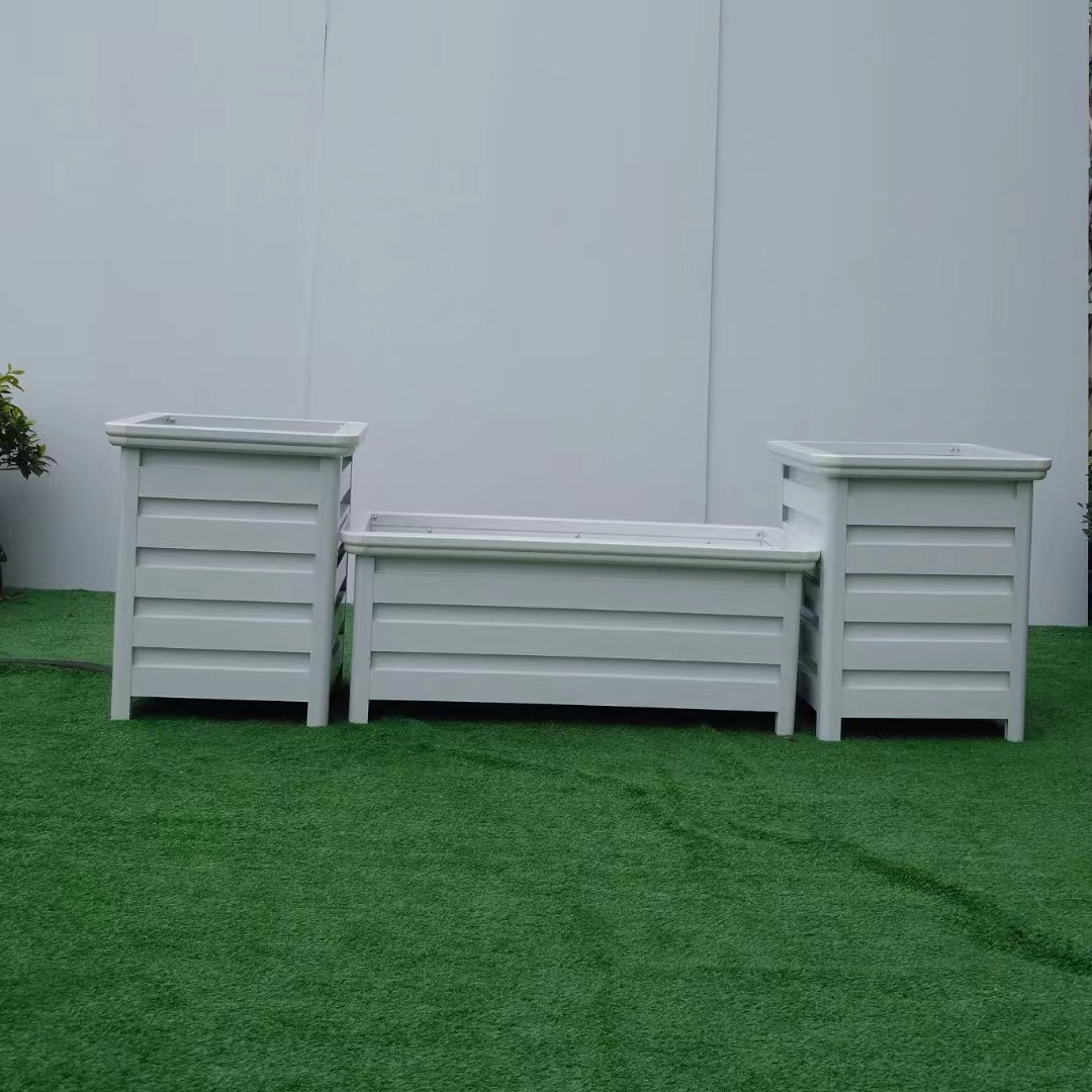 户外铝合金花箱带滑轮室外阳台长方形大花盆庭院种植箱绿植大花槽