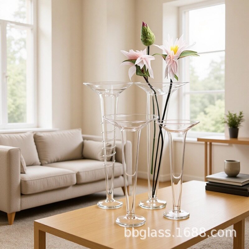 BBGLASS保北玻璃 人工吹制玻璃花瓶 超高落地花瓶 家居装饰摆件