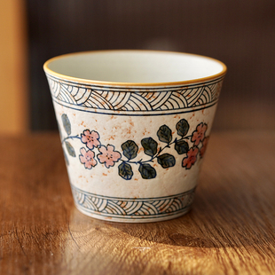 丛一好物汐月堂手作复古青花陶瓷化妆土手绘海浪纹花卉拿铁咖啡杯