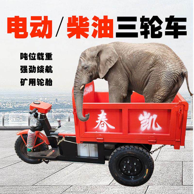 自卸柴油工程三轮车农用货运工地柴油三轮电动货车载重三轮车机械