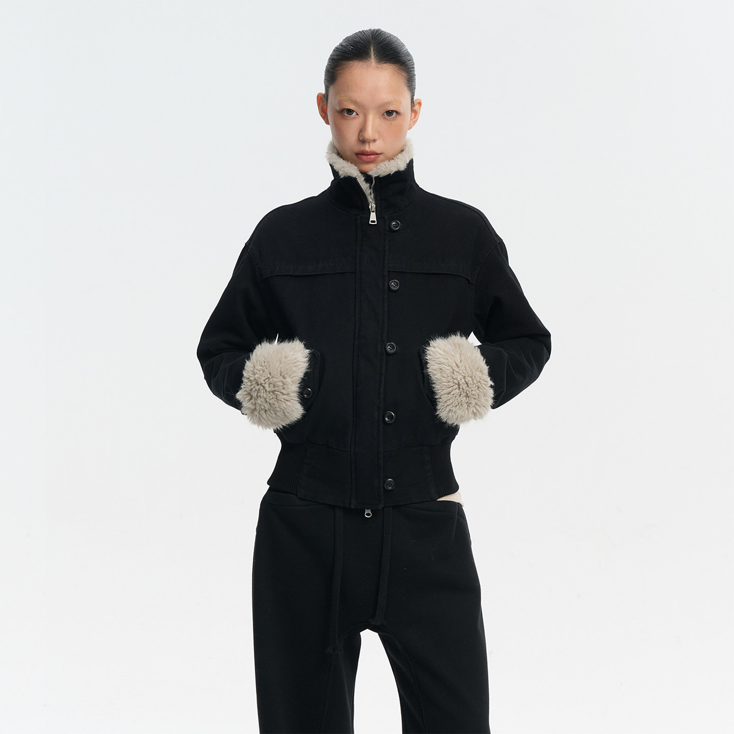 LINY LIBERTY 25AW 100%棉复古感立领毛绒夹克棉服女冬季加厚外套,女装/女士精品,短外套,淘宝优惠券,粉丝福利购,淘宝优惠卷