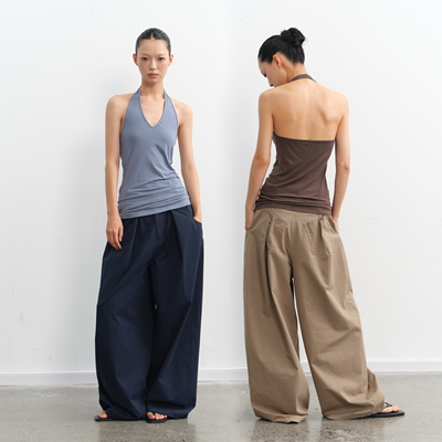 100%棉极简风宽松直筒工装弯刀裤