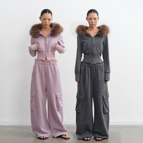 设计感可短款卫衣女休闲卫裤套装