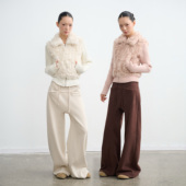 LIBERTY 25AW 设计感翻领毛绒针织毛衣女秋冬短款 LINY 修身 外套